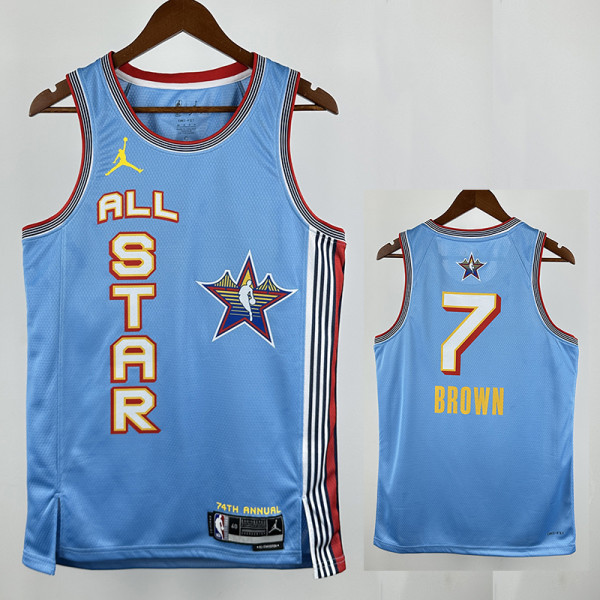 24/25 ALL-STAR BROWN # 7 Light  Blue Top Quality Hot Pressing NBA Jersey