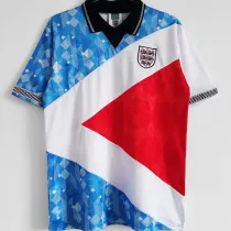 1990 England Blue White Red Retro Soccer Jersey