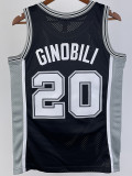 2000/2003 SA Spurs GINOBILI #20 Black Retro Top Quality Hot Pressing NBA Jersey