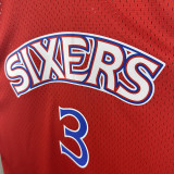 96/97 76ERS IVERSON  # 3 Red Newcomer Top Quality Hot Pressing Retro NBA Jersey