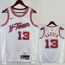 23/24 ROCKETS HARDEN #13 White City Edition Home Top Quality Hot Pressing NBA Jersey