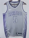 22/23 Kings FOX #5 Grey City Edition Top Quality Hot Pressing NBA Jersey