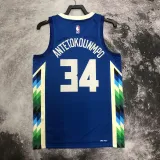 22/23 BUCKS ANTETOKOUNMPO #34 Blue City Edition Top Quality Hot Pressing NBA Jersey