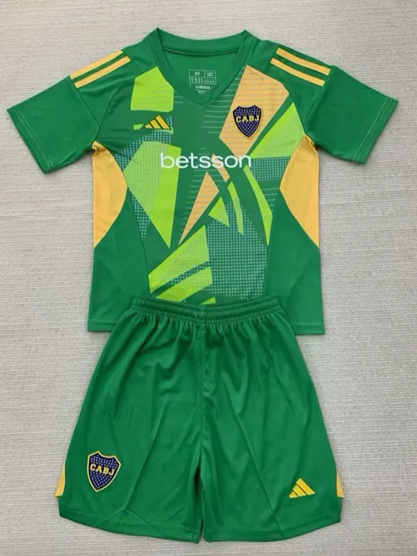 24/25 Boca Juniors Green Goalkeeper Kids Soccer Jersey