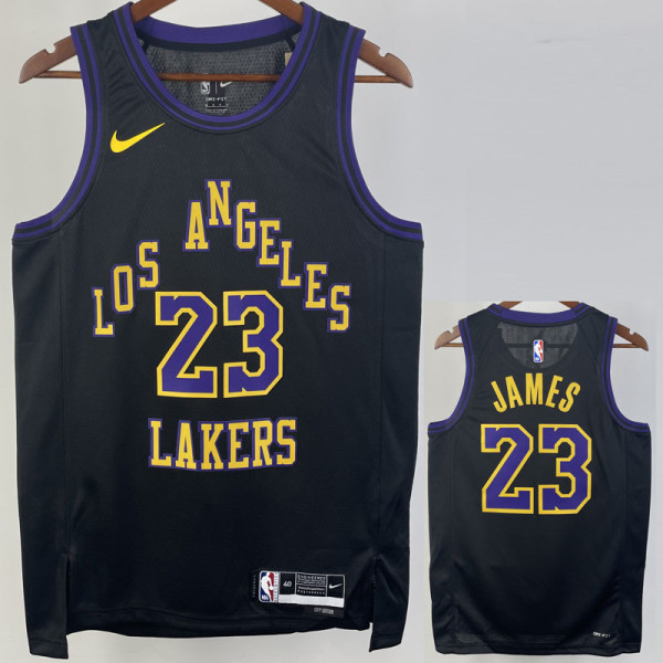 23/24 LAKERS JAMES #23 Black City Edition Top Quality Hot Pressing NBA Jersey