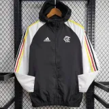 24/25 Flamengo Black & White Hooded Windbreaker(白袖）