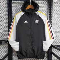 24/25 Flamengo Black & White Hooded Windbreaker(白袖）