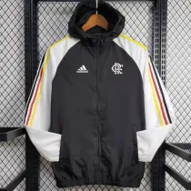 24/25 Flamengo Black & White Hooded Windbreaker(白袖）