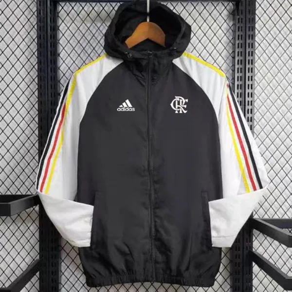 24/25 Flamengo Black & White Hooded Windbreaker(白袖）