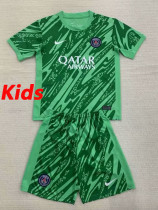 24/25  PSG Green Goalkeeper Kids Soccer Jersey(儿童）