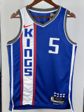 23/24 Kings FOX #5 Blue City Edition Top Quality Hot Pressing NBA Jersey