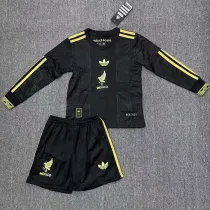 25/26  Mexico Black Gold Cup Long Sleeve  Kids Soccer Jersey