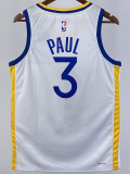 22/23 WARRIORS PAUL #3 White Top Quality Hot Pressing NBA Jersey (V领)