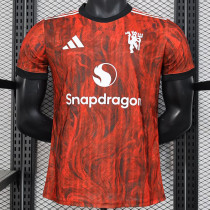 25/26 Man Utd Maroon Special Edition Player Version Soccer Jersey(黑圆领）