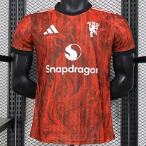 25/26 Man Utd Maroon Special Edition Player Version Soccer Jersey(黑圆领）
