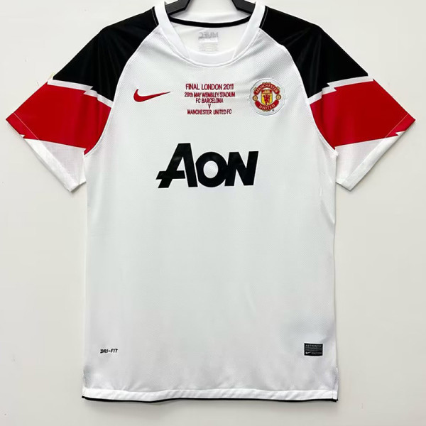 2010/2011 Man Utd Away White Retro Soccer Jersey (欧冠版、胸前字)
