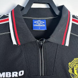 1998/1999 Man Utd  Black Retro  Long Sleeve Soccer Jersey(袖红边）