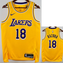 22/23 LAKERS KAZUHA #18 Yellow Top Quality Hot Pressing NBA Jersey(圆领)