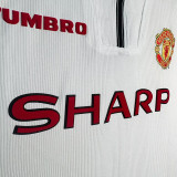 1998/1999 Man Utd  Anniversary Edition White Retro  Long Sleeve Soccer Jersey