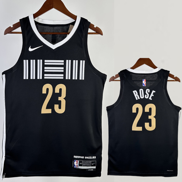 23/24 Grizzlies ROSE #23 Black City Edition Top Quality Hot Pressing NBA Jersey