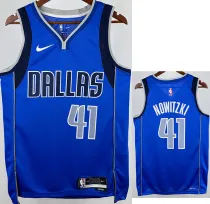 Dallas Nowitzki # 41 Blue away Top Quality Hot Pressing NBA Jersey(V领)