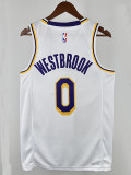 22/23 Lakers Russell Westbrook # 0 White Top Quality Hot Pressing NBA Jersey(圆领）