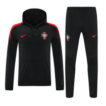 25/26 Portugal Black Red sleeve Hooded  Tracksuit