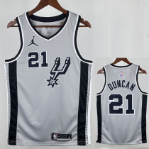 20/21 Sa Spurs DUNCAN #21 Grey Flying Man Edition Top Quality Hot Pressing NBA Jersey（飞人）