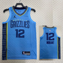 22/23 GRIZZLIES MORANT #12 Blue Top Quality Hot Pressing NBA Jersey (Trapeze Edition)
