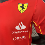 2024 F1 Formula One Ferrari #16 Red Racing Suit (圆领、16号、左肩带DX广告)