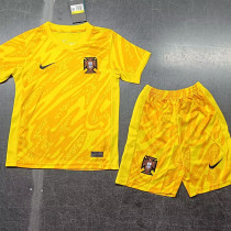 24/25 Portugal Yellow Goalkeeper Kids Soccer Jersey