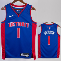 22/23 Pistons IVERSON #1 Blue Top Quality Hot Pressing NBA Jersey(V领)