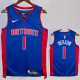 22/23 Pistons IVERSON #1 Blue Top Quality Hot Pressing NBA Jersey(V领)