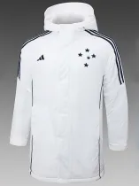 24/25 Cruzeiro White Hooded Cotton Coat 连帽棉衣