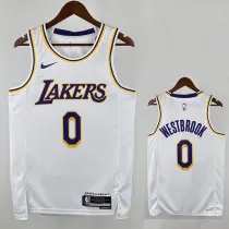 22/23 Lakers Russell Westbrook # 0 White Top Quality Hot Pressing NBA Jersey(圆领）