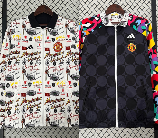 2024 Man Utd Black& White Graffiti& Double sided Windbreaker (双面风衣)
