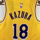 22/23 LAKERS KAZUHA #18 Yellow Top Quality Hot Pressing NBA Jersey(圆领)