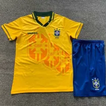 1994 Brazil Home Kids Retro Soccer Jersey