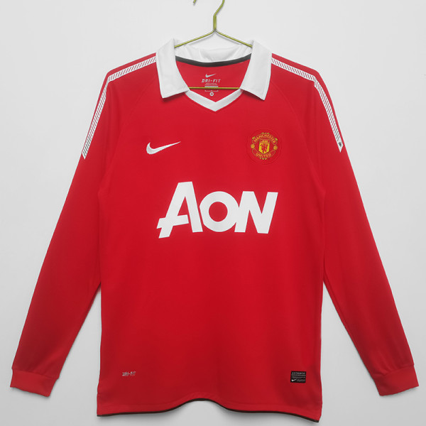 2010/2011 Man Utd Home Long sleeve Retro soccer jersey (长袖)