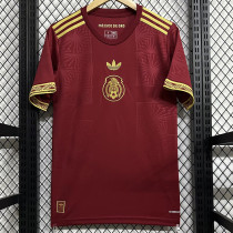 25/26 Mexico Maroon Gold Cup (Embroidery Seal) Fans Soccer Jersey枣红刺绣章