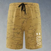 2025 RF-M569 Yellow Cracked Digital Printed Casual Fitness Shorts#带UA字样