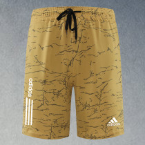 2025 RF-M555 AD Yellow Cracked Digital Printed Casual Fitness Shorts#带三条白纹