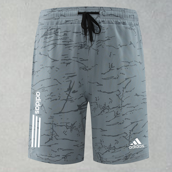 2025 RF-M555 AD Dark Grey Cracked Digital Printed Casual Fitness Shorts#带三条白纹