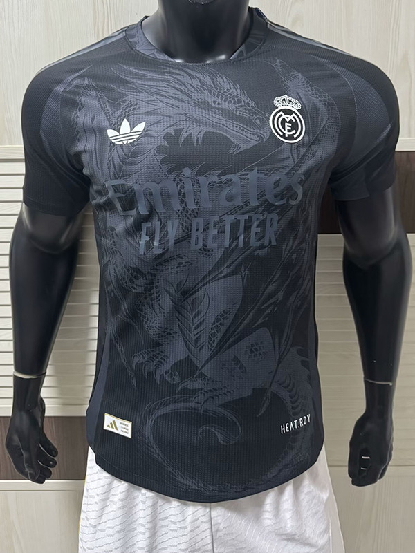 25/26 RMA  Feather Dragon Black Player Version Soccer Jersey