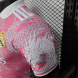 25/26 RMA  Dragon Pattern Pink White Player Version Soccer Jersey