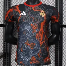 25/26 RMA Black Dragon Pattern Black Player Version Soccer Jersey