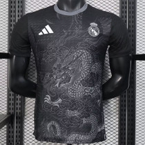 25/26 RMA  Dragon Pattern Black Player Version Soccer Jersey