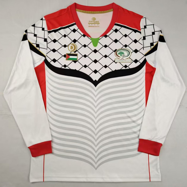 2016/2017 Palestino Deportivo White  Long Sleeve Retro Soccer Jersey