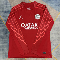 24/25 PSG  Red Goalkeeper  Long Sleeve Fans Soccer Jersey