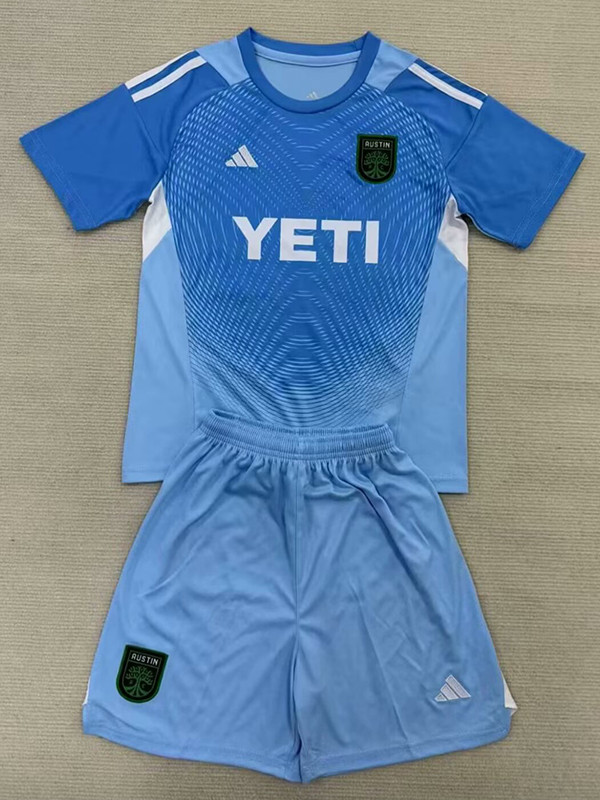 25/26 Austin FC Goalkeeper Blue Kids Soccer Jersey